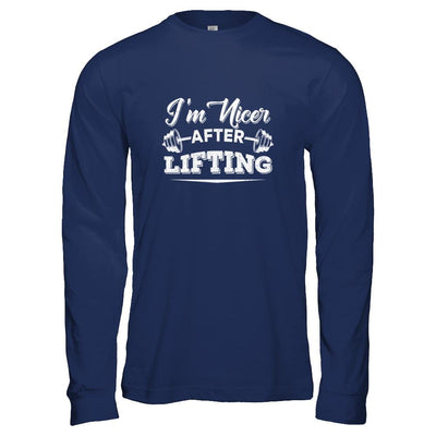 I'm Nicer After Lifting-T-Shirt & Tank Top-Long Sleeve T-Shirt-Navy
