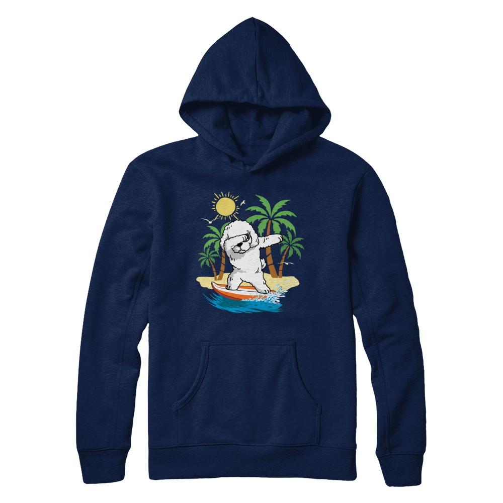 Summer Vacation Dabbing Poodle Surfing Surfboard Gift-T-Shirt & Hoodie-Pullover Hoodie-Navy