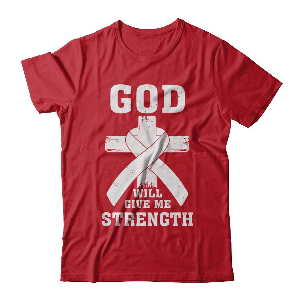 God Will Give Me Strength Clear Lung Cancer Gift-T-Shirt & Hoodie-Classic T-Shirt-Red
