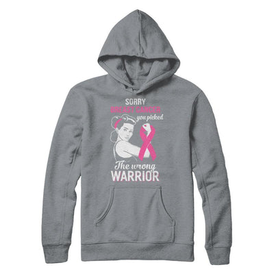 Sorry Cancer You Picked The Wrong Warrior Breast Cancer-T-Shirt & Hoodie-Pullover Hoodie-Light Steel