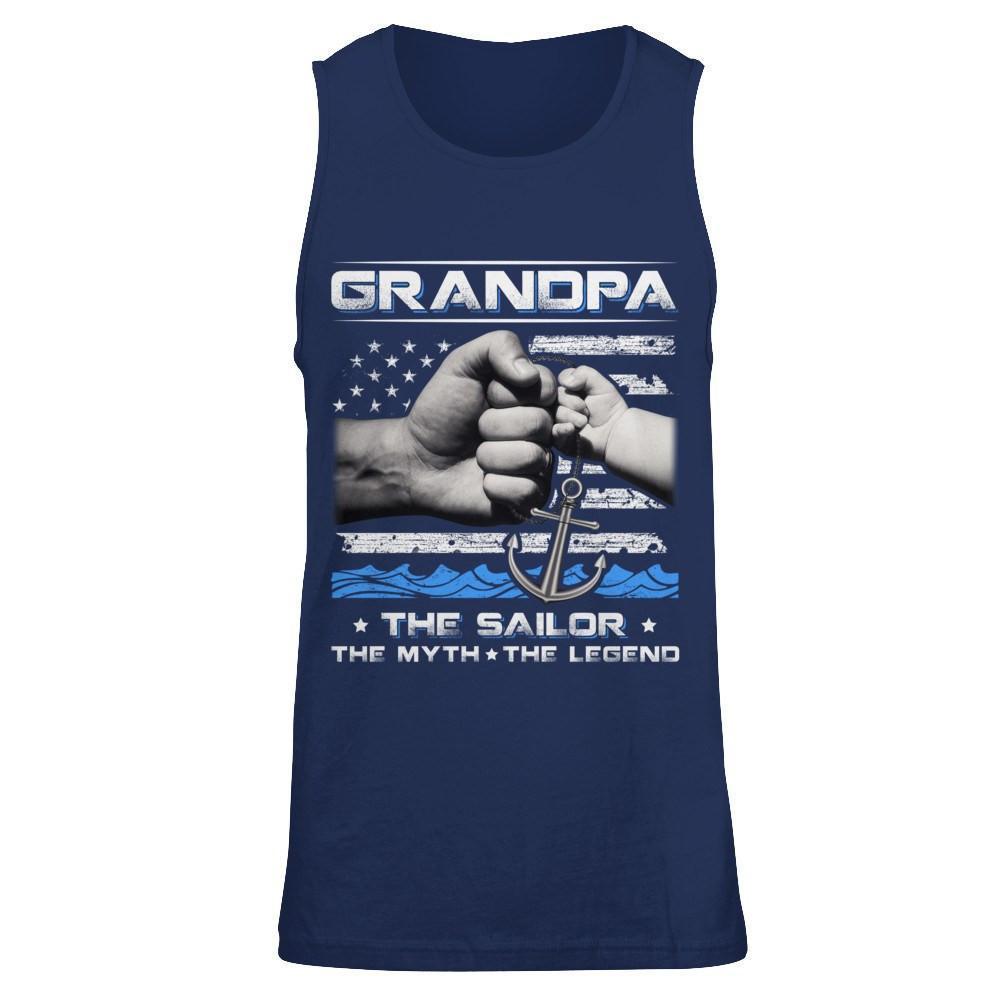 Veteran Grandpa The Sailor The Myth The Legend-T-Shirt & Hoodie-Unisex Tank-Navy