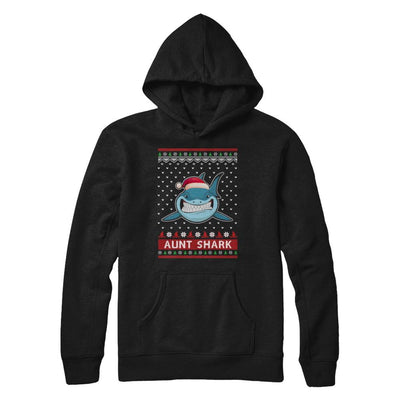 Santa Hat Aunt Shark Ugly Christmas Sweater-T-Shirt & Sweatshirt-Pullover Hoodie-Black
