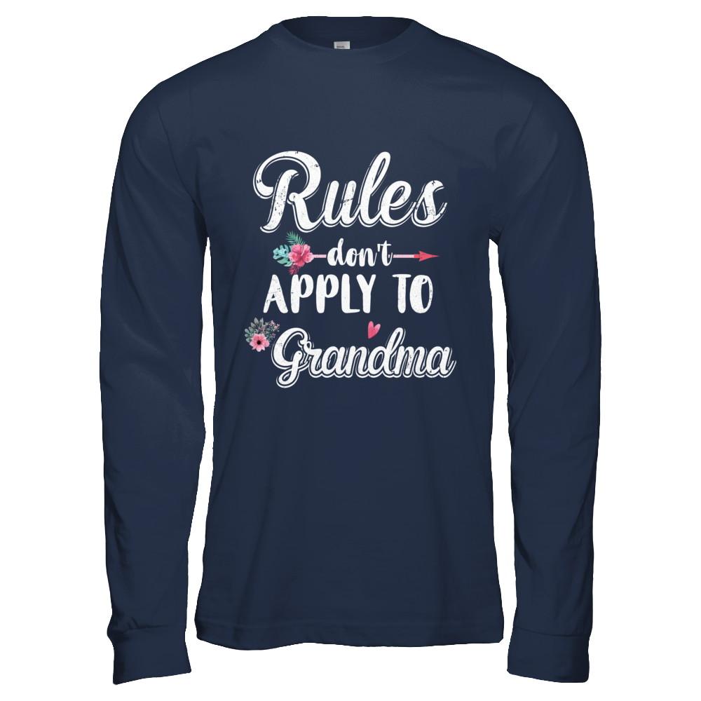 Grandmother Rules Don't Apply To Grandma-T-Shirt & Hoodie-Long Sleeve T-Shirt-Navy
