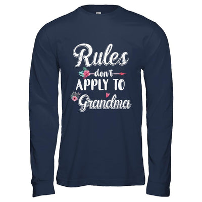 Grandmother Rules Don't Apply To Grandma-T-Shirt & Hoodie-Long Sleeve T-Shirt-Navy