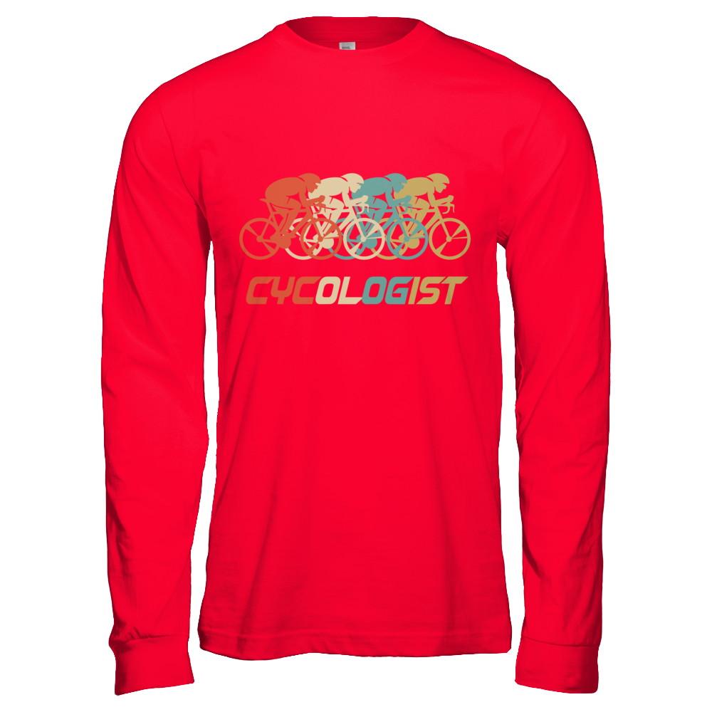 Vintage Cycologist Bicycle Funny Cycling-T-Shirt & Hoodie-Long Sleeve T-Shirt-Red