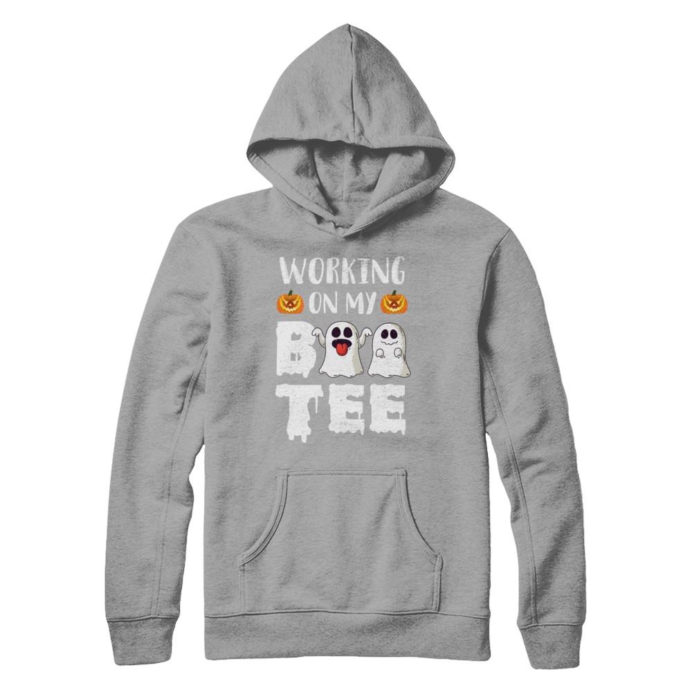 Working On My Boo Tee Funny Ghost Halloween-T-Shirt & Hoodie-Pullover Hoodie-Light Steel