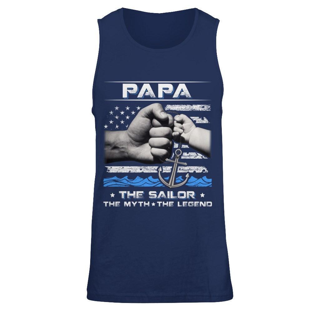 Veteran Papa The Sailor The Myth The Legend-T-Shirt & Hoodie-Unisex Tank-Navy