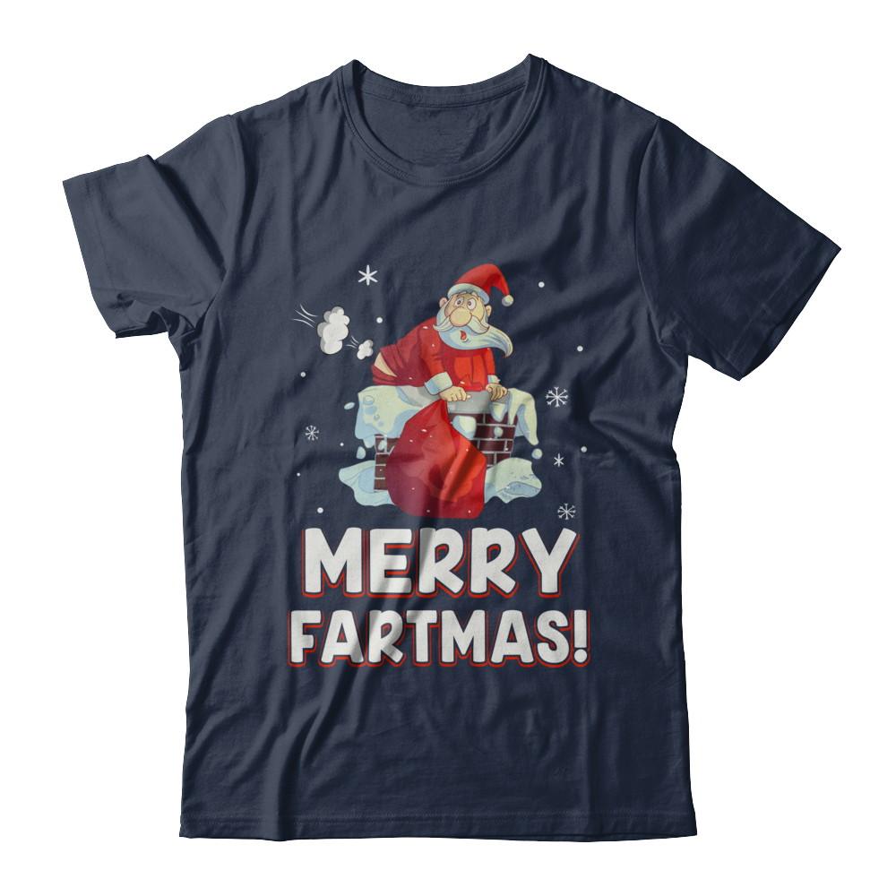 Funny Merry Fartmas Santa Claus Farting Christmas-T-Shirt & Sweatshirt-Classic T-Shirt-Navy