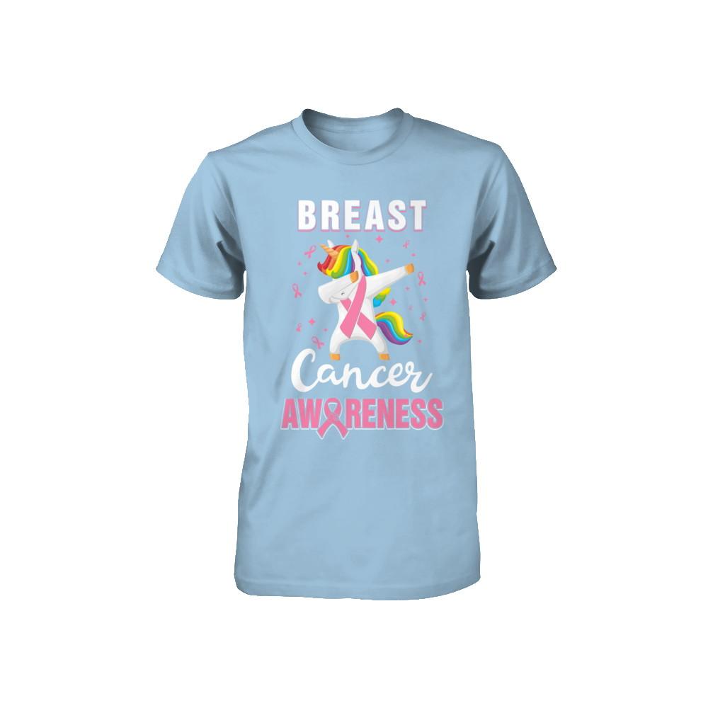 Inspirational Breast Cancer Awareness Unicorn Support Youth-Youth Shirt-Toddler T-Shirt-Light Blue