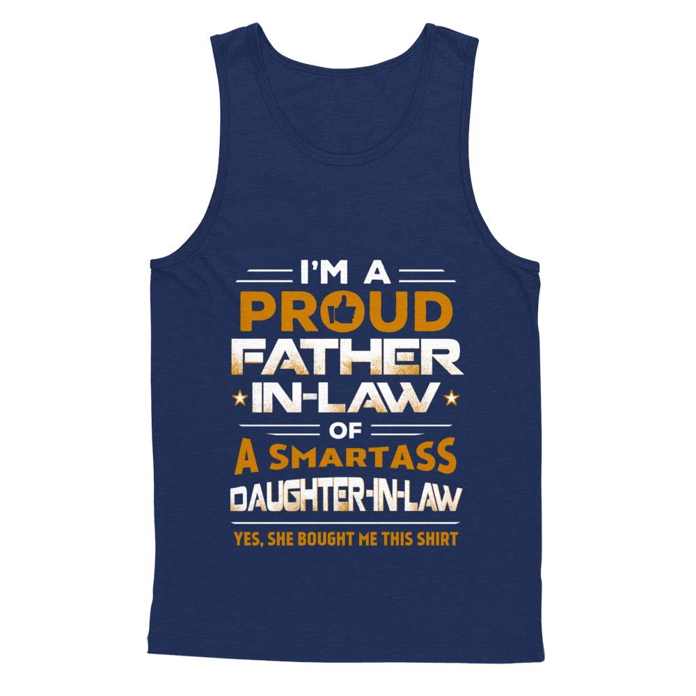 Proud Father-In-Law Of A Smartass Daughter-In-Law-T-Shirt & Hoodie-Unisex Tank-Navy