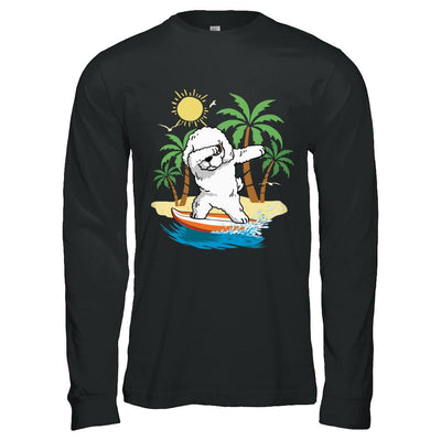 Summer Vacation Dabbing Poodle Surfing Surfboard Gift-T-Shirt & Hoodie-Long Sleeve T-Shirt-Black