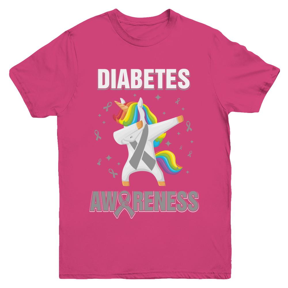 Inspirational Diabetes Awareness Unicorn Support Youth-Youth Shirt-Youth T-Shirt-Heliconia