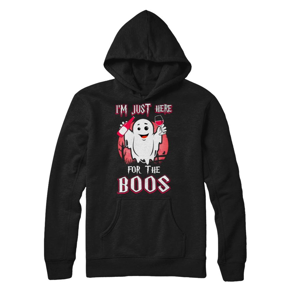 I'm Just Here For The Boos Halloween Wine-T-Shirt & Hoodie-Pullover Hoodie-Black