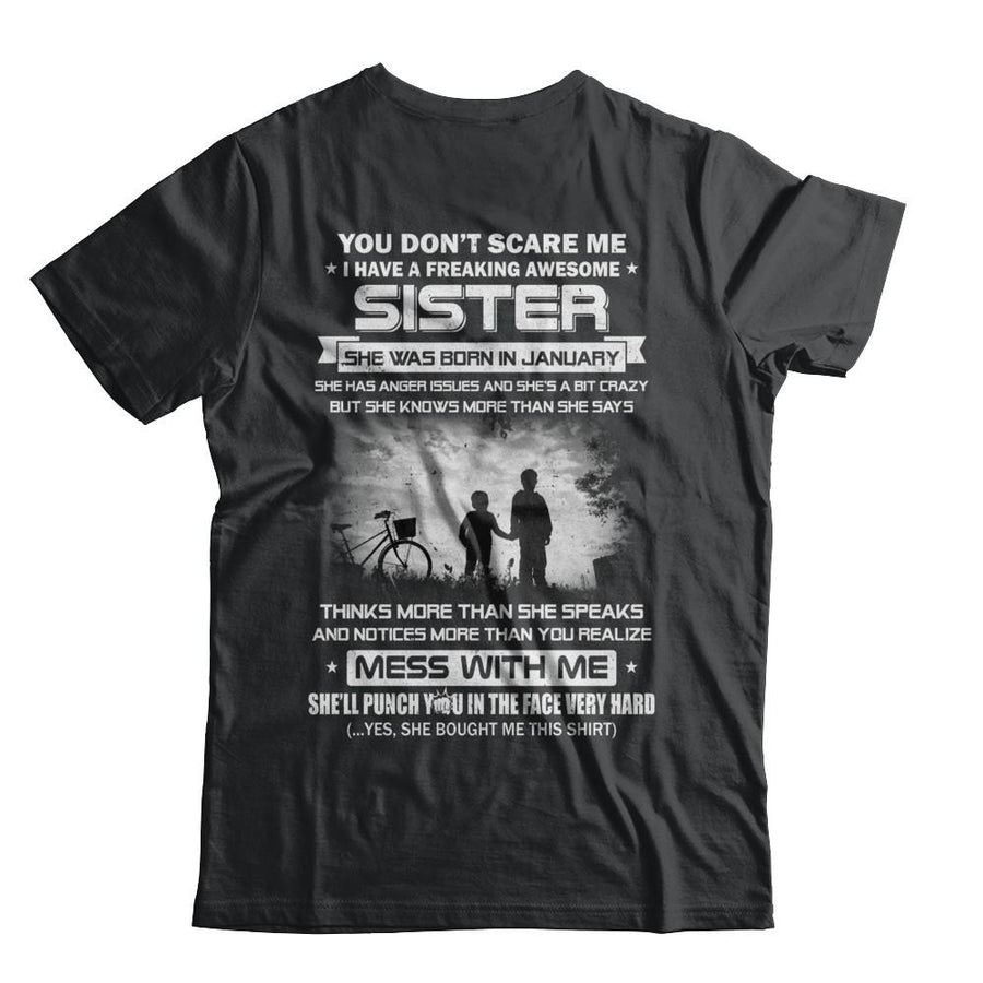 Freaking Awesome Sister She Was Born In January Brother-T-Shirt & Hoodie-Classic T-Shirt-Black