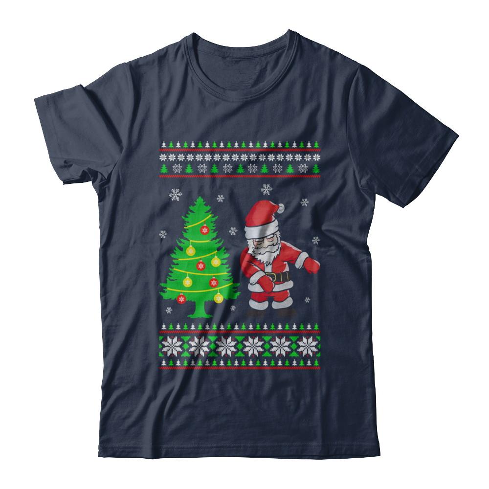 Floss Dance Flossing Santa Christmas Ugly Sweater-T-Shirt & Sweatshirt-Classic T-Shirt-Navy