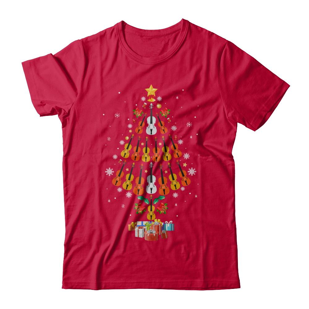 Music Violin Christmas Tree Merry Xmas Gift-T-Shirt & Sweatshirt-Classic T-Shirt-Red