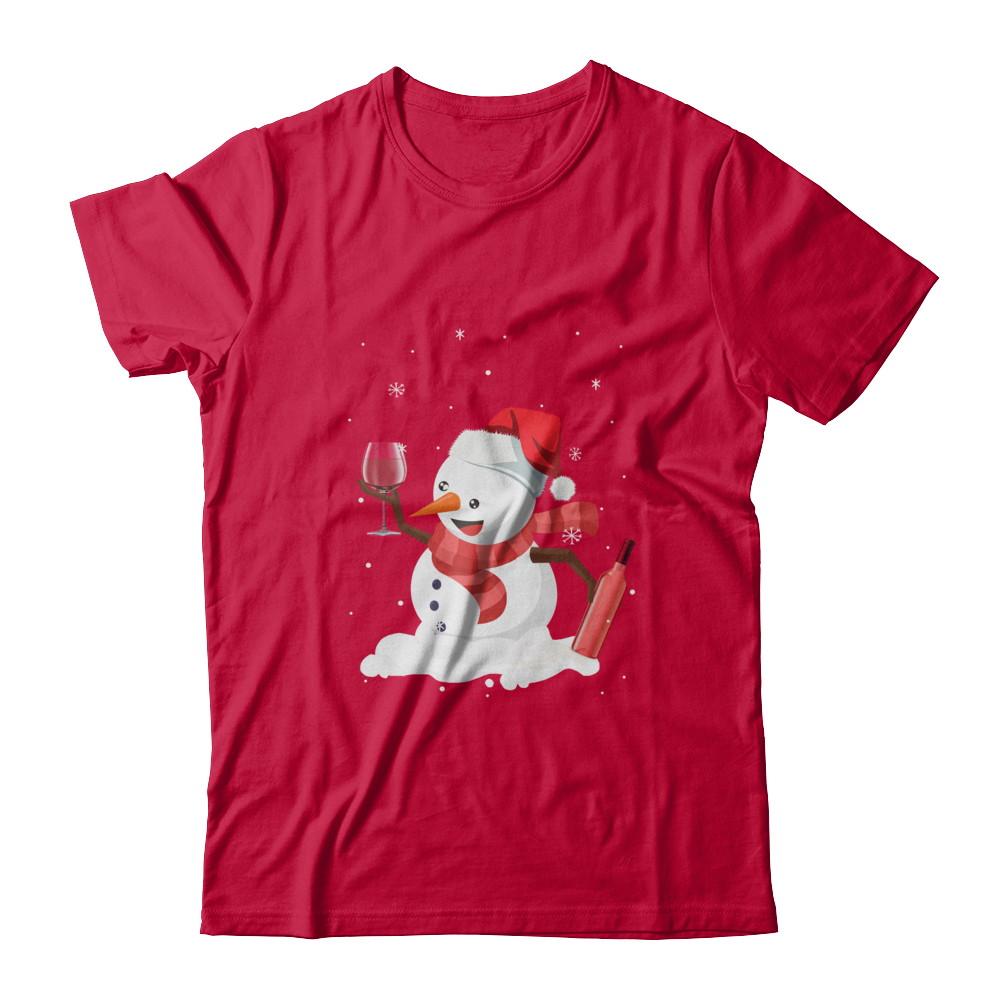 Snowman Wine Drinking Wine Lovers Christmas Gift-T-Shirt & Sweatshirt-Classic T-Shirt-Red