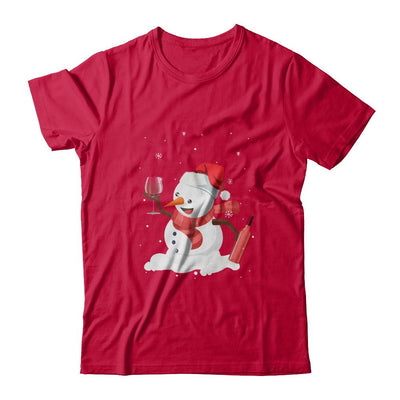 Snowman Wine Drinking Wine Lovers Christmas Gift-T-Shirt & Sweatshirt-Classic T-Shirt-Red