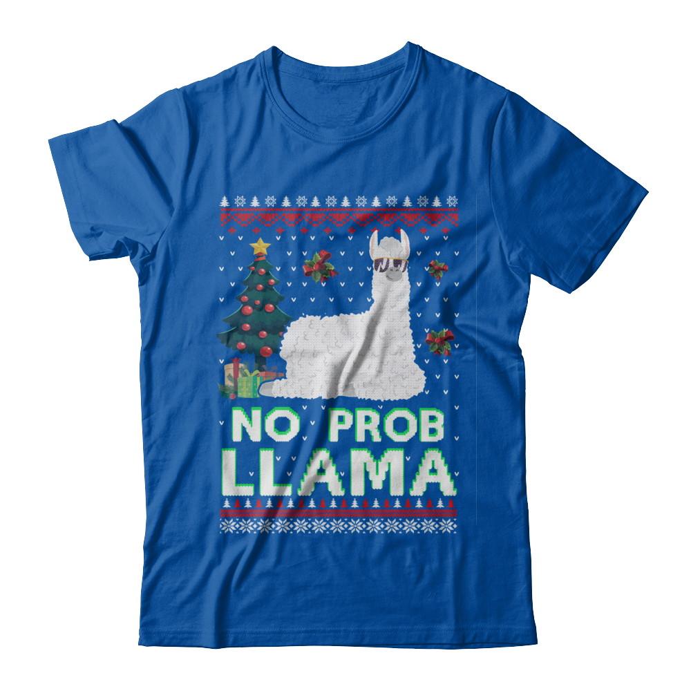 No Prob Llama No Drama Christmas Alpaca Sweater-T-Shirt & Sweatshirt-Premium T-Shirt-Royal