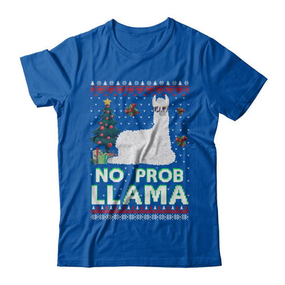 No Prob Llama No Drama Christmas Alpaca Sweater-T-Shirt & Sweatshirt-Premium T-Shirt-Royal