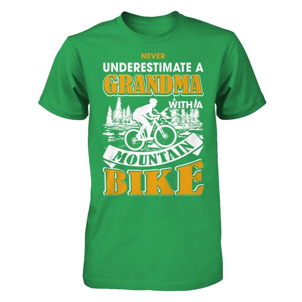 Never Underestimate A Grandma With A Mountain Bike-T-Shirt & Hoodie-Premium T-Shirt-Kelly Green