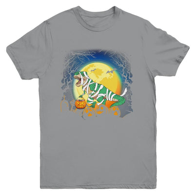 Halloween Pumpkin Dinosaur Gift For Kids Boys Girls Youth-Youth Shirt-Youth T-Shirt-Sport Grey