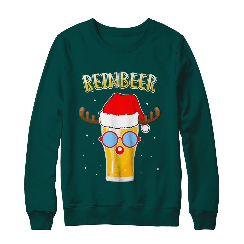 Funny Christmas Gift Beer Reindeer Lovers Reinbeer-T-Shirt & Sweatshirt-Crewneck Sweatshirt-Deep Forest