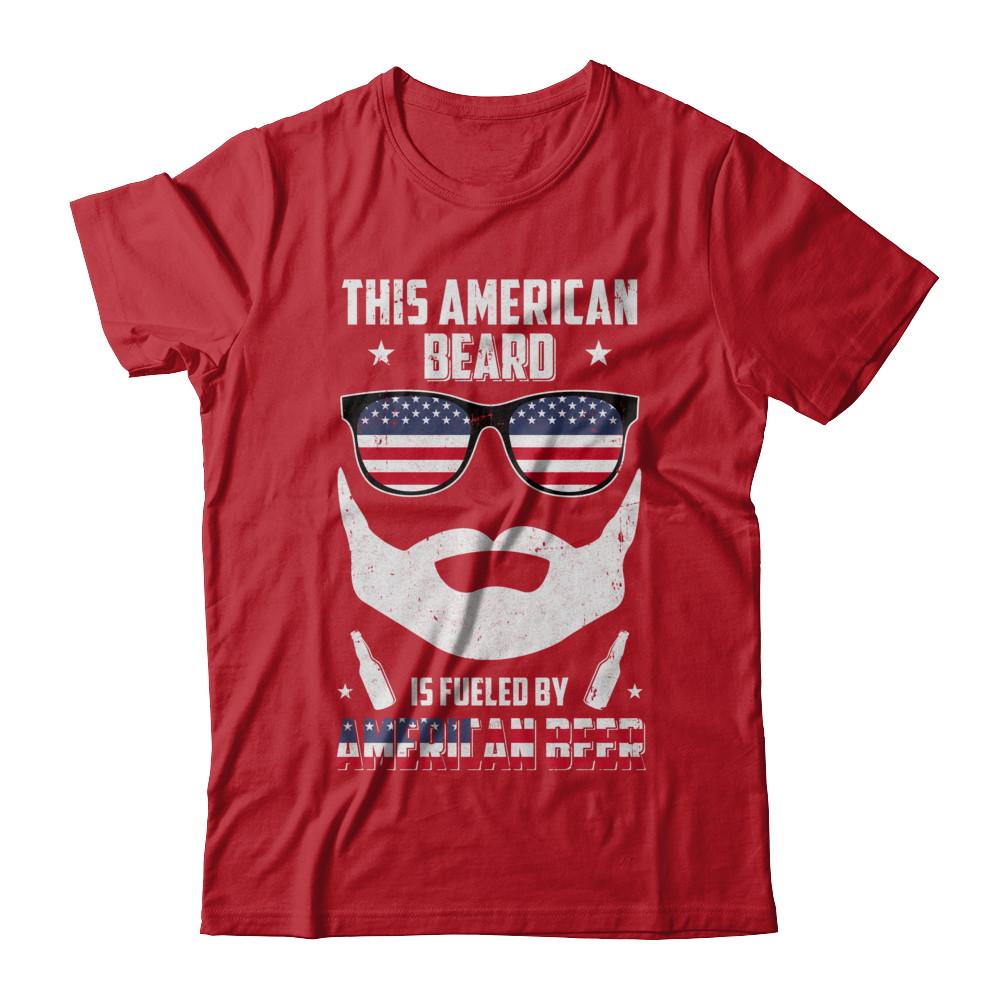 This American Beard Is Fueled By American Beer-T-Shirt & Hoodie-Classic T-Shirt-Red