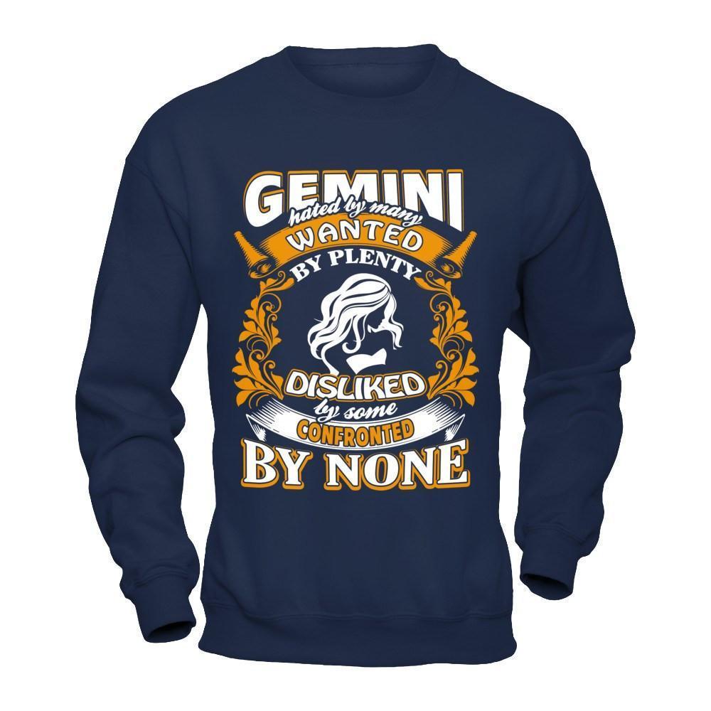Gemini Hated By Many Wanted By Plenty-T-Shirt & Hoodie-Crewneck Sweatshirt-Navy