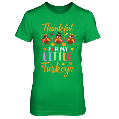 Thanksgiving Thankful For My Little Turkeys-T-Shirt & Sweatshirt-Women's T-Shirt-Irish Green