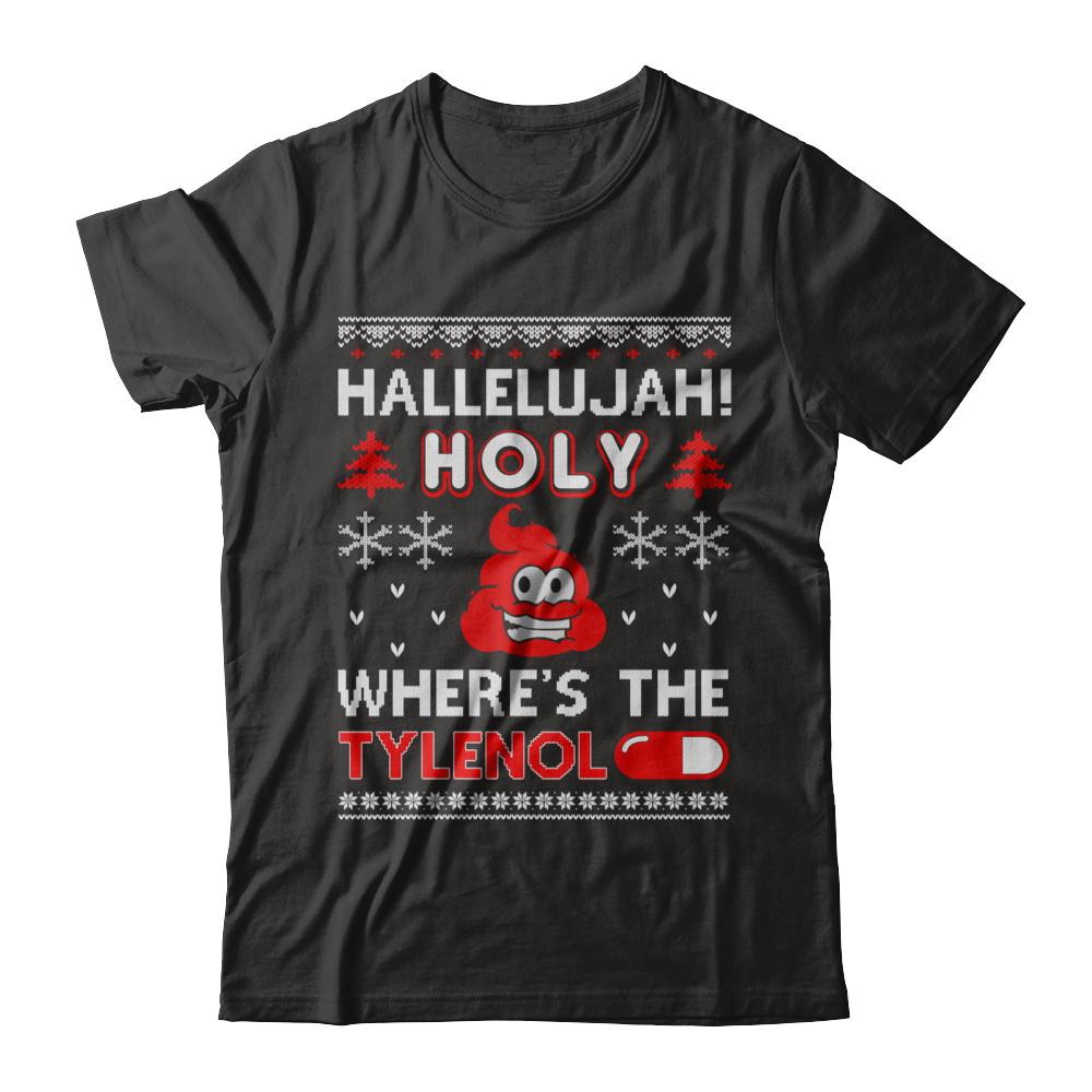 Hallelujah Holy Where's The Christmas Ugly Sweater-T-Shirt & Sweatshirt-Premium T-Shirt-Black