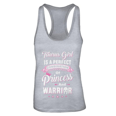 Taurus Girl Princess Warrior April May Birthday-T-Shirt & Tank Top-Women's Ideal Racerback Tank-Heather Grey