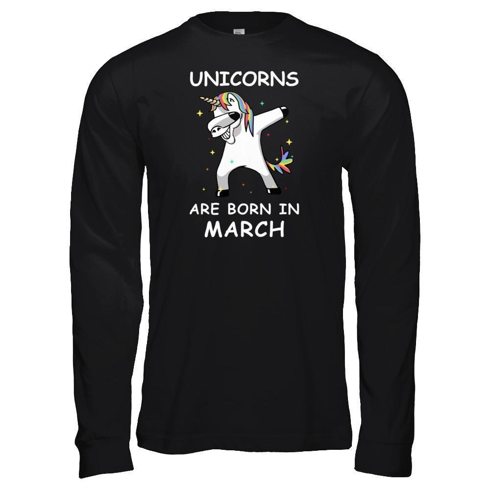 Unicorns Are Born In March Cute Dabbing-T-Shirt & Tank Top-Long Sleeve T-Shirt-Black