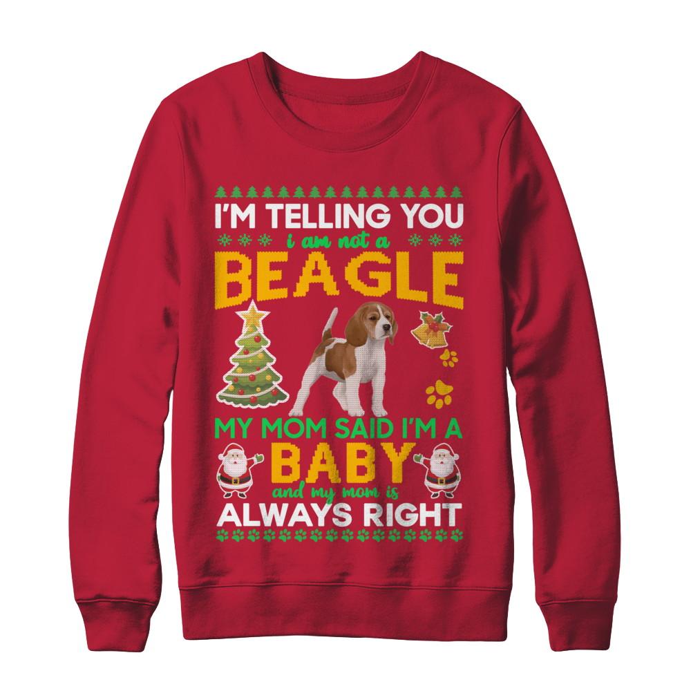 I Am Not A Beagle My Mom Said I'm A Baby-T-Shirt & Sweatshirt-Crewneck Sweatshirt-Red
