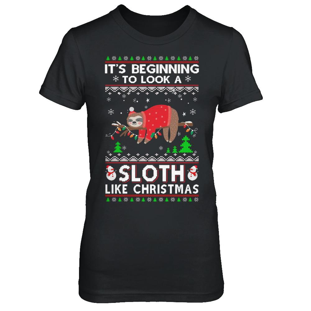 It's Beginning To Look A Sloth Like Christmas Sweater-T-Shirt & Sweatshirt-Women's T-Shirt-Black