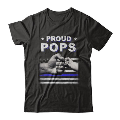 Proud Pops Police Thin Blue Line Flag Fathers Day-T-Shirt & Hoodie-Classic T-Shirt-Black