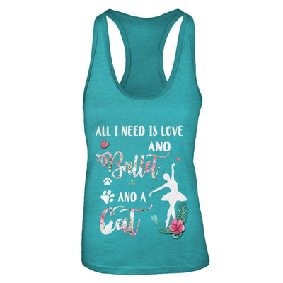 All I Need Is Love And Ballet And A Cat-T-Shirt & Tank Top-Women's Ideal Racerback Tank-Tahiti Blue