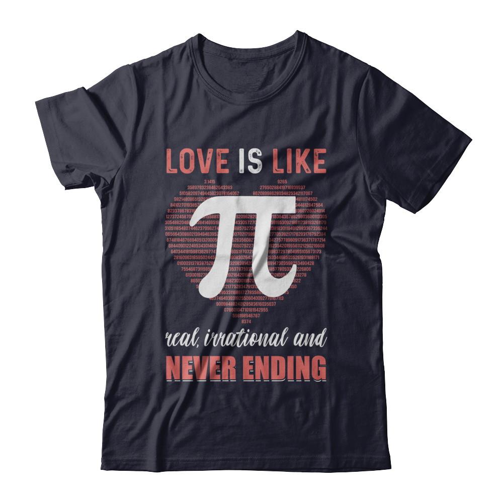 Love Is Like Pi Never Ending Math Happy Pi Day Couple-T-Shirt & Hoodie-Premium T-Shirt-Midnight Navy