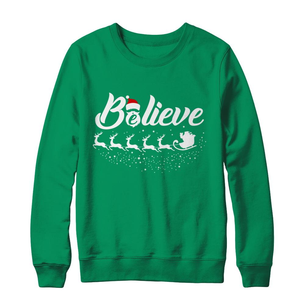 Believe Best Santa Christmas Gifts-T-Shirt & Sweatshirt-Crewneck Sweatshirt-Irish Green