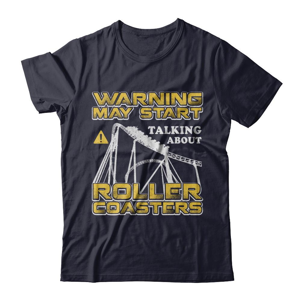 Warning May Start Talking About Roller Coasters-T-Shirt & Hoodie-Premium T-Shirt-Midnight Navy