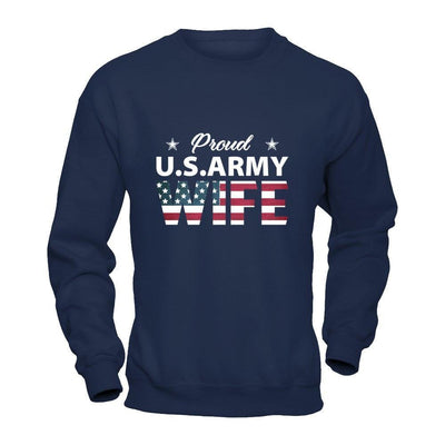 Proud Us Army Wife-T-Shirt & Hoodie-Crewneck Sweatshirt-Navy
