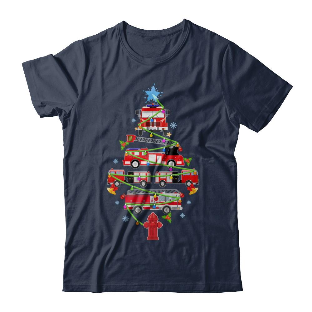 Firefighter Truck Christmas Tree Ornament Decor Gift-T-Shirt & Sweatshirt-Classic T-Shirt-Navy