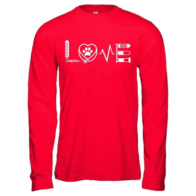 Veterinarian Vet Tech Sign Love-T-Shirt & Hoodie-Long Sleeve T-Shirt-Red