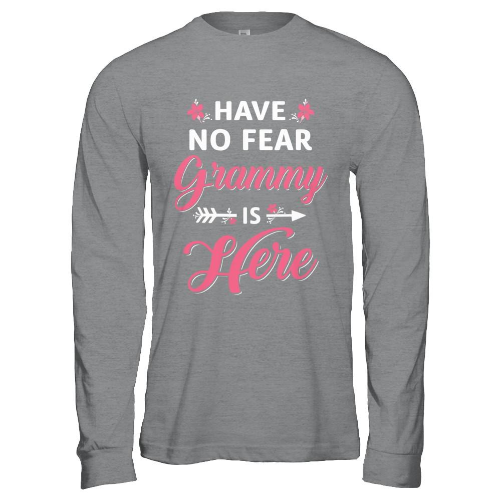Have No Fear Grammy Is Here Mother's Day Gift-T-Shirt & Hoodie-Long Sleeve T-Shirt-Sport Grey