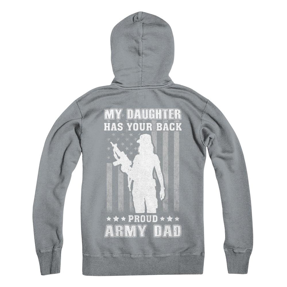 American Flag MY DAUGHTER HAS YOUR BACK PROUD ARMY DAD-T-Shirt & Hoodie-Hanes - Heavyweight Pullover Hoodie-Light Steel