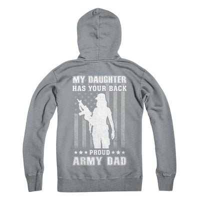 American Flag MY DAUGHTER HAS YOUR BACK PROUD ARMY DAD-T-Shirt & Hoodie-Hanes - Heavyweight Pullover Hoodie-Light Steel