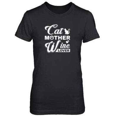 Cat Mother Wine Lover-T-Shirt & Tank Top-Women's T-Shirt-Black