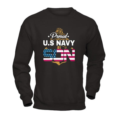 Proud US Navy Son-T-Shirt & Hoodie-Crewneck Sweatshirt-Black