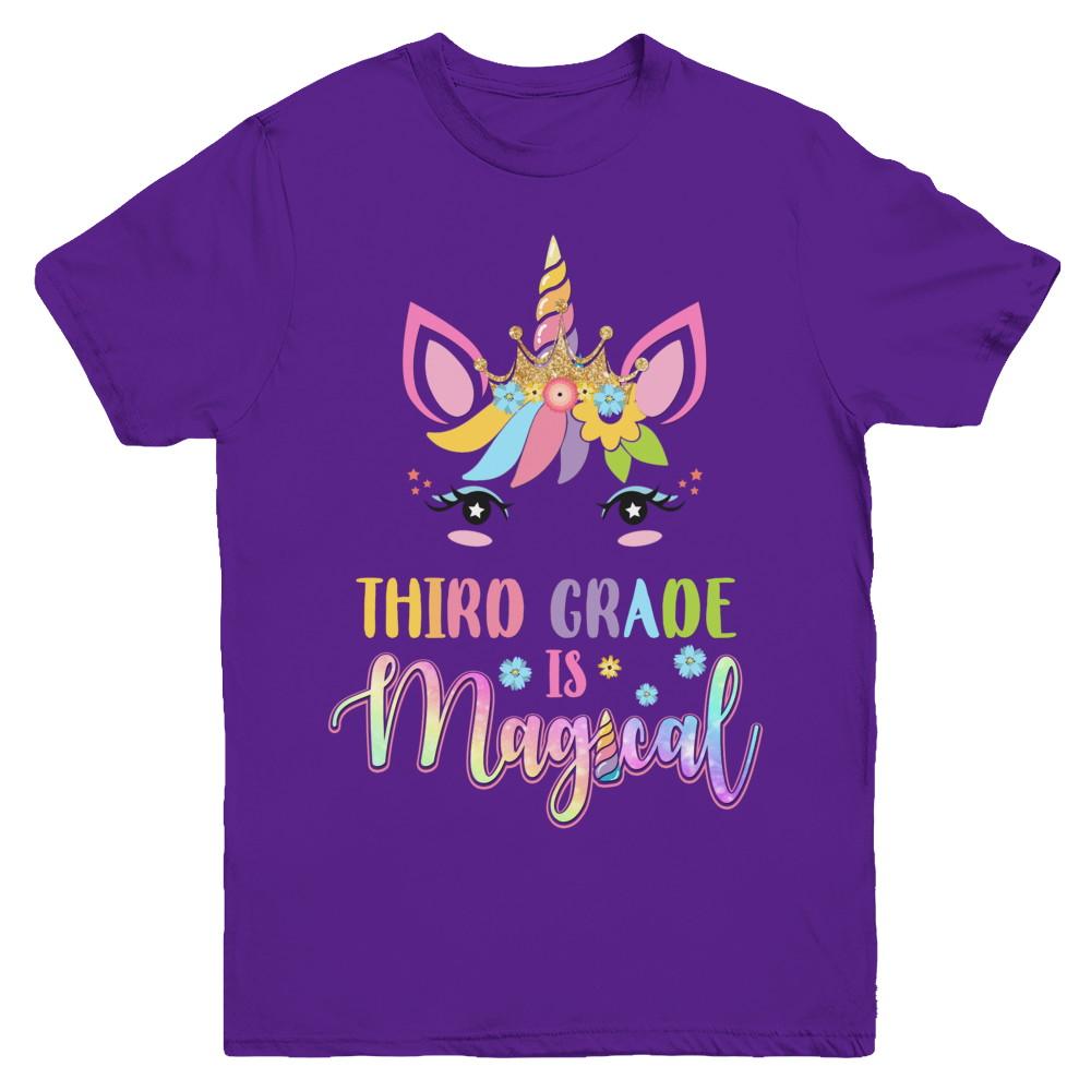 Third Grade is magical Unicorn Back to School 3rd Grade Youth-Youth Shirt-Youth T-Shirt-Purple