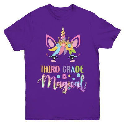 Third Grade is magical Unicorn Back to School 3rd Grade Youth-Youth Shirt-Youth T-Shirt-Purple